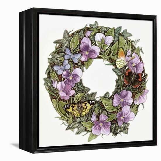 Violas and Butterflies-Linda Ravenscroft-Framed Premier Image Canvas