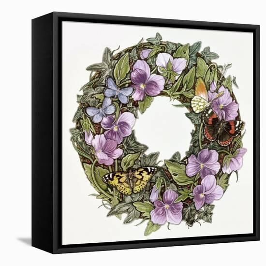 Violas and Butterflies-Linda Ravenscroft-Framed Premier Image Canvas