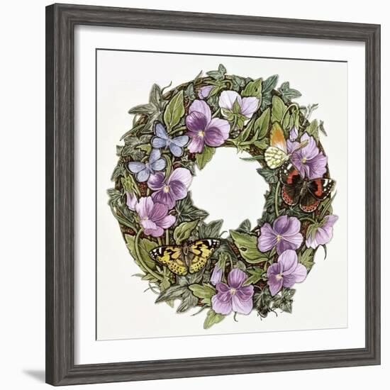 Violas and Butterflies-Linda Ravenscroft-Framed Giclee Print