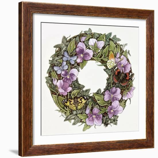 Violas and Butterflies-Linda Ravenscroft-Framed Giclee Print