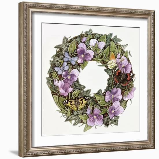 Violas and Butterflies-Linda Ravenscroft-Framed Giclee Print