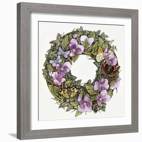 Violas and Butterflies-Linda Ravenscroft-Framed Giclee Print