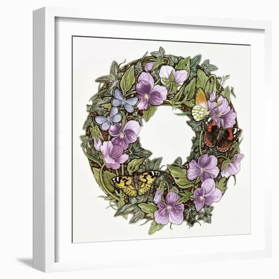 Violas and Butterflies-Linda Ravenscroft-Framed Giclee Print