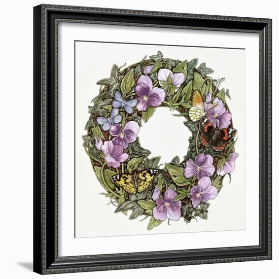 Violas and Butterflies-Linda Ravenscroft-Framed Giclee Print