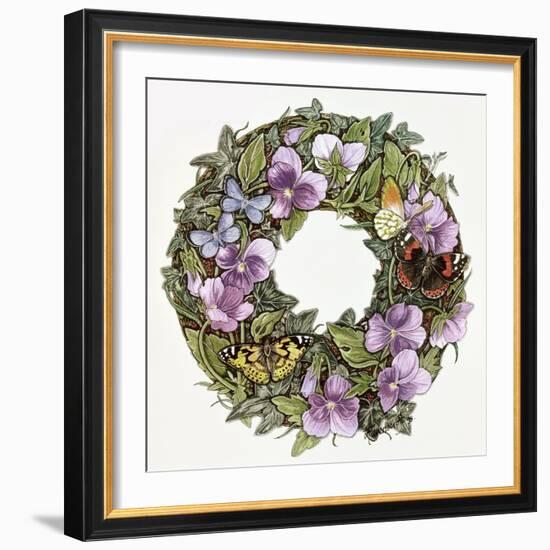 Violas and Butterflies-Linda Ravenscroft-Framed Giclee Print