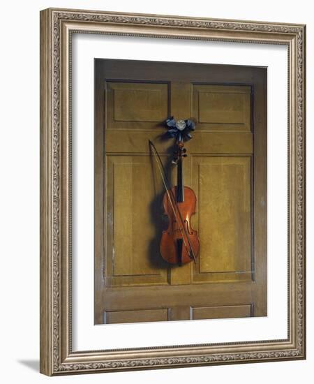 Violin and Bow Hanging on a Door-Jan van der Vaardt-Framed Giclee Print