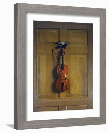 Violin and Bow Hanging on a Door-Jan van der Vaardt-Framed Giclee Print