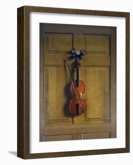 Violin and Bow Hanging on a Door-Jan van der Vaardt-Framed Giclee Print