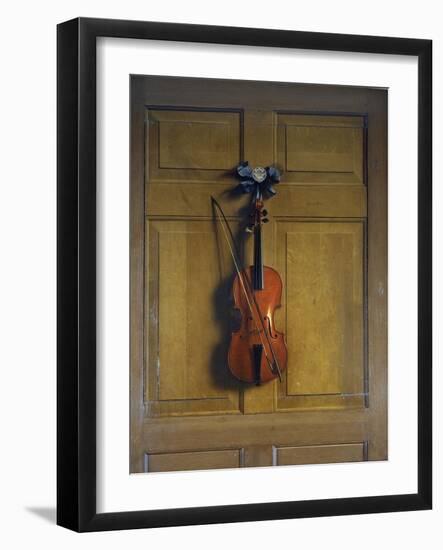 Violin and Bow Hanging on a Door-Jan van der Vaardt-Framed Giclee Print