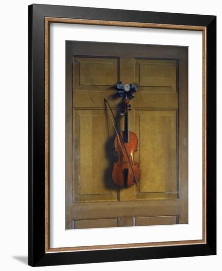 Violin and Bow Hanging on a Door-Jan van der Vaardt-Framed Giclee Print