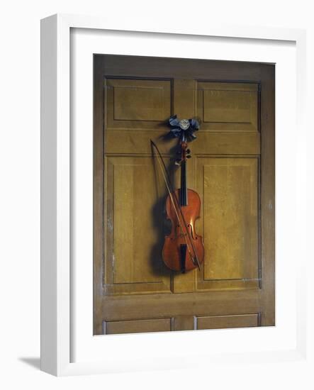 Violin and Bow Hanging on a Door-Jan van der Vaardt-Framed Giclee Print