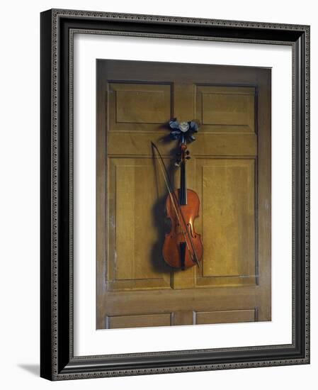 Violin and Bow Hanging on a Door-Jan van der Vaardt-Framed Giclee Print