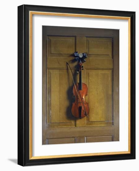 Violin and Bow Hanging on a Door-Jan van der Vaardt-Framed Giclee Print