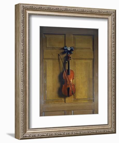 Violin and Bow Hanging on a Door-Jan van der Vaardt-Framed Giclee Print