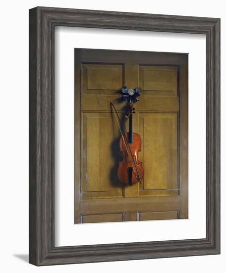 Violin and Bow Hanging on a Door-Jan van der Vaardt-Framed Giclee Print