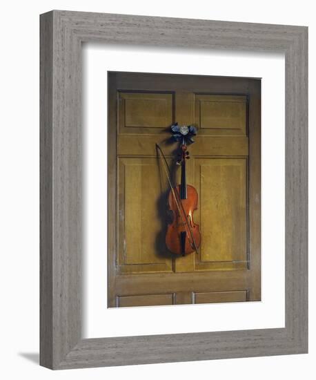 Violin and Bow Hanging on a Door-Jan van der Vaardt-Framed Giclee Print