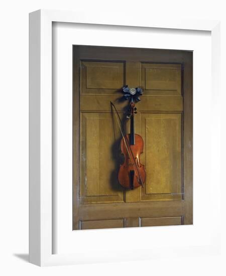 Violin and Bow Hanging on a Door-Jan van der Vaardt-Framed Giclee Print