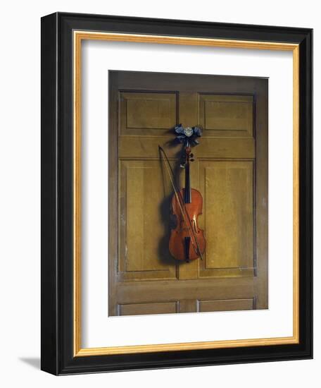 Violin and Bow Hanging on a Door-Jan van der Vaardt-Framed Giclee Print