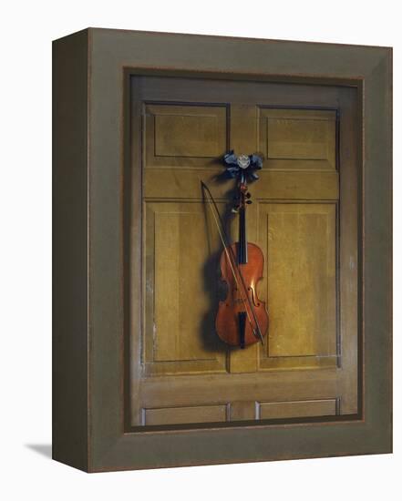 Violin and Bow Hanging on a Door-Jan van der Vaardt-Framed Premier Image Canvas