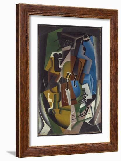 Violin and Newspaper; Violon Et Journal, 1917 (Oil on Panel)-Juan Gris-Framed Giclee Print