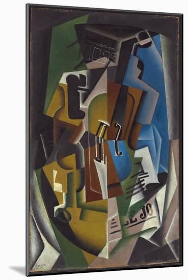 Violin and Newspaper; Violon Et Journal, 1917 (Oil on Panel)-Juan Gris-Mounted Giclee Print