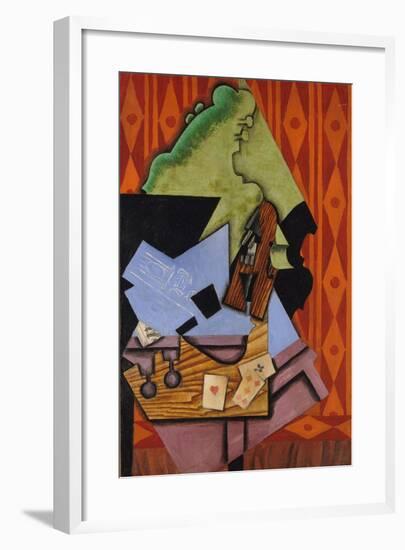 Violin and Playing Cards on a Table, 1913-Juan Gris-Framed Giclee Print