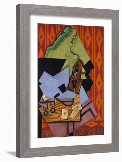 Violin and Playing Cards on a Table, 1913-Juan Gris-Framed Giclee Print