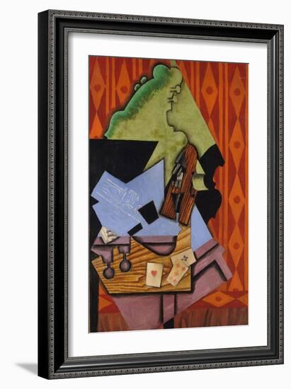 Violin and Playing Cards on a Table, 1913-Juan Gris-Framed Giclee Print