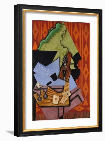 Violin and Playing Cards on a Table, 1913-Juan Gris-Framed Giclee Print