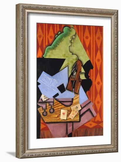 Violin and Playing Cards on a Table-Juan Gris-Framed Giclee Print