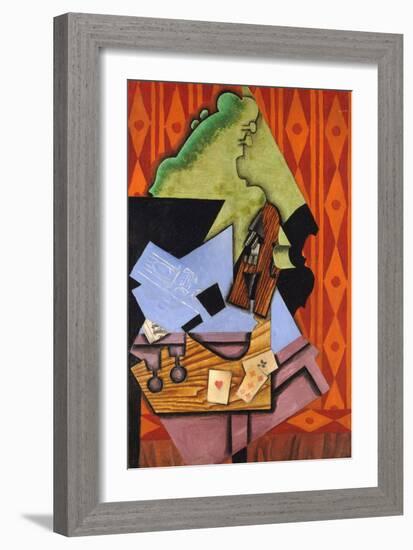 Violin and Playing Cards on a Table-Juan Gris-Framed Giclee Print