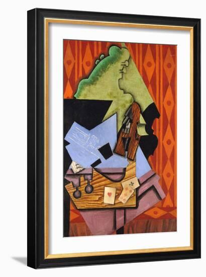 Violin and Playing Cards on a Table-Juan Gris-Framed Giclee Print