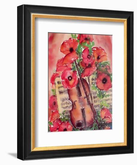 Violin and Poppies-Dina Cuthbertson-Framed Art Print