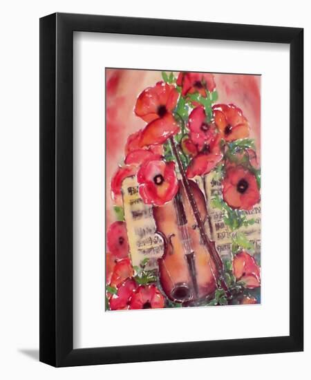 Violin and Poppies-Dina Cuthbertson-Framed Art Print