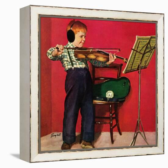 "Violin Practice", February 5, 1955-Richard Sargent-Framed Premier Image Canvas