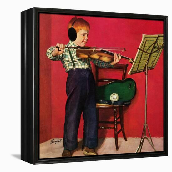 "Violin Practice", February 5, 1955-Richard Sargent-Framed Premier Image Canvas