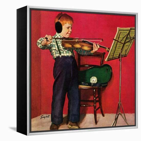 "Violin Practice", February 5, 1955-Richard Sargent-Framed Premier Image Canvas