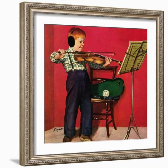 "Violin Practice", February 5, 1955-Richard Sargent-Framed Giclee Print