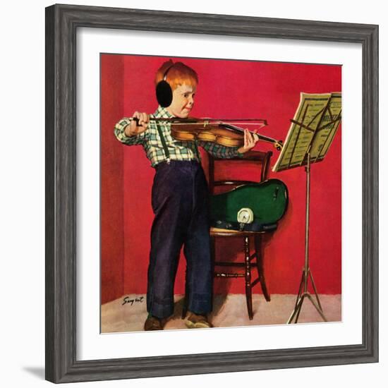 "Violin Practice", February 5, 1955-Richard Sargent-Framed Giclee Print