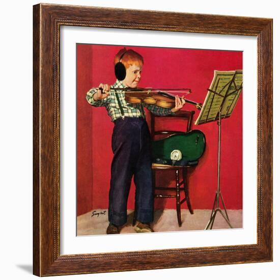 "Violin Practice", February 5, 1955-Richard Sargent-Framed Giclee Print