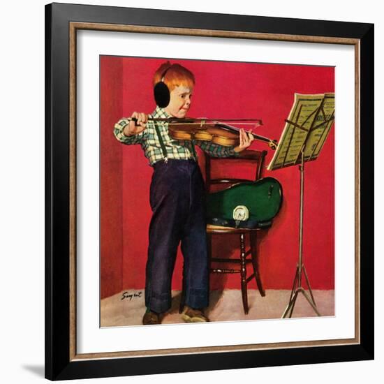 "Violin Practice", February 5, 1955-Richard Sargent-Framed Giclee Print