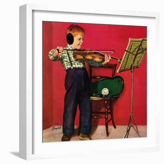 "Violin Practice", February 5, 1955-Richard Sargent-Framed Giclee Print