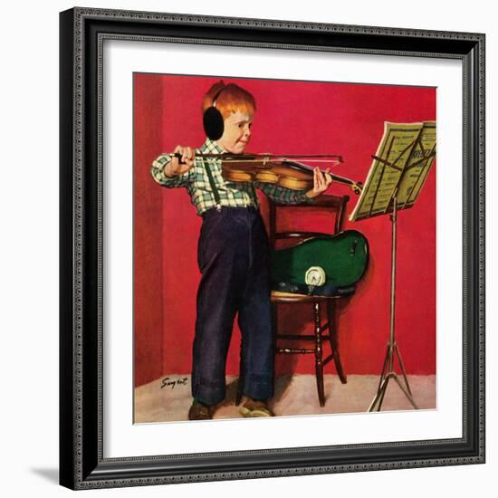 "Violin Practice", February 5, 1955-Richard Sargent-Framed Giclee Print