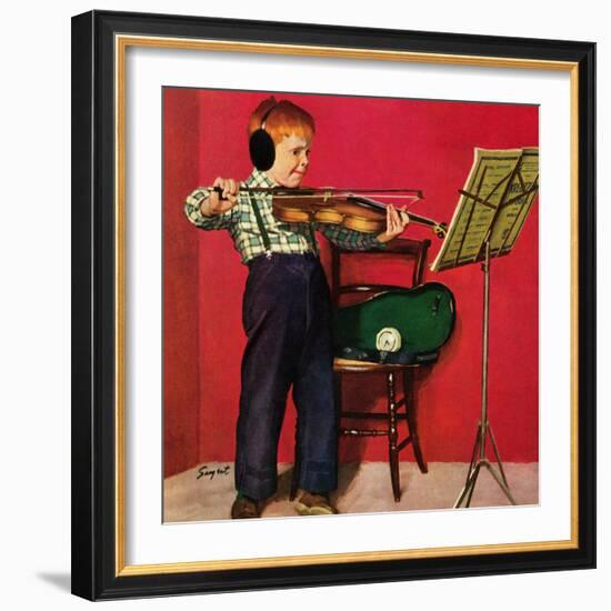 "Violin Practice", February 5, 1955-Richard Sargent-Framed Giclee Print