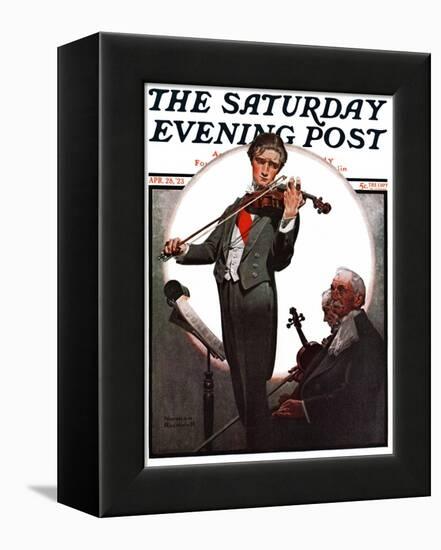 "Violin Virtuoso" Saturday Evening Post Cover, April 28,1923-Norman Rockwell-Framed Premier Image Canvas