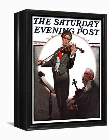 "Violin Virtuoso" Saturday Evening Post Cover, April 28,1923-Norman Rockwell-Framed Premier Image Canvas