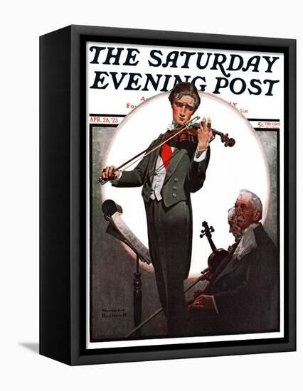 "Violin Virtuoso" Saturday Evening Post Cover, April 28,1923-Norman Rockwell-Framed Premier Image Canvas