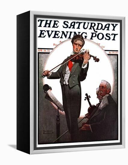 "Violin Virtuoso" Saturday Evening Post Cover, April 28,1923-Norman Rockwell-Framed Premier Image Canvas