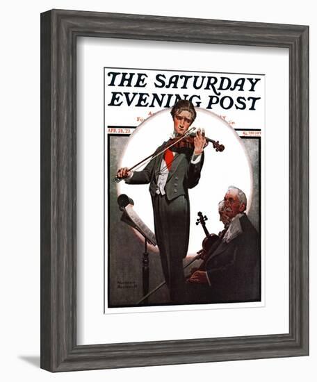 "Violin Virtuoso" Saturday Evening Post Cover, April 28,1923-Norman Rockwell-Framed Giclee Print