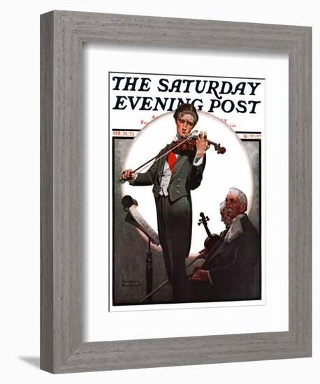 "Violin Virtuoso" Saturday Evening Post Cover, April 28,1923-Norman Rockwell-Framed Giclee Print